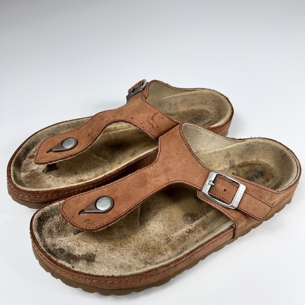 Sanosan Women's US Size 8 EU 39 Brown Leather Comfort Thong Sandals